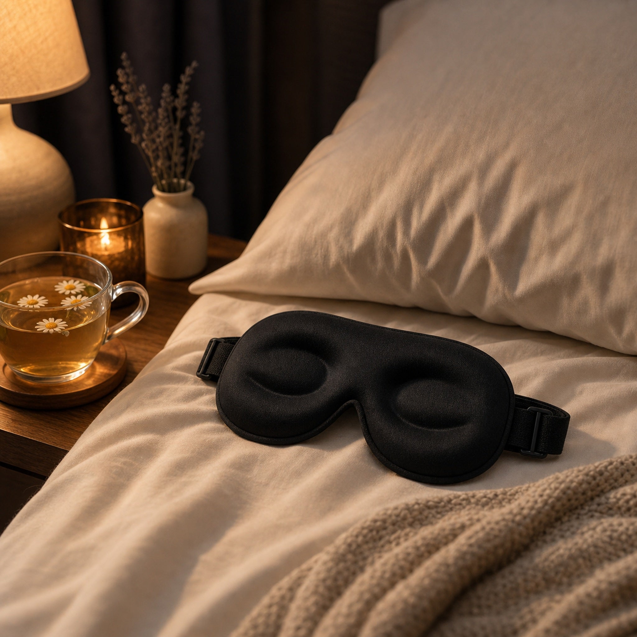 3D Contoured Blackout Sleep Mask — lifestyle